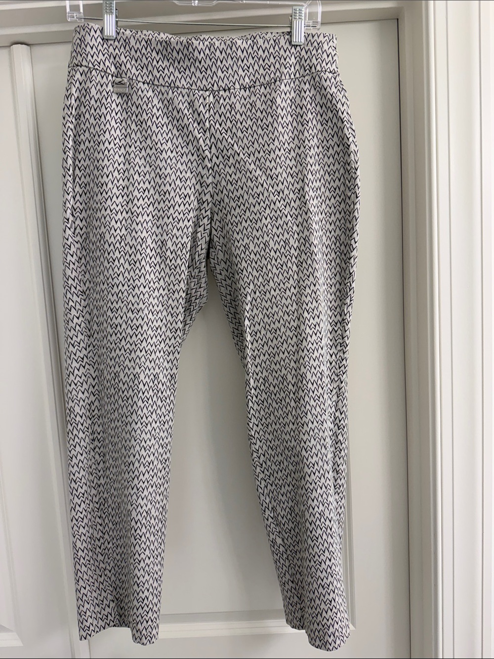 Black and White Chevron Ponte Ankle Pants
